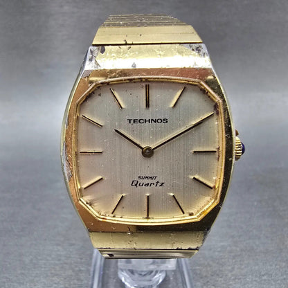 Technos Summit Watch Men 33mm White Dial Gold Tone Oval  Vintage PARTS0
