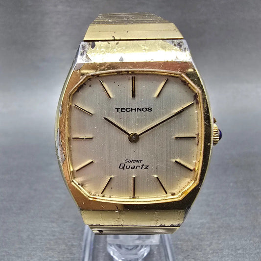 Technos Summit Watch Men 33mm White Dial Gold Tone Oval  Vintage PARTS0