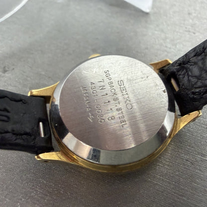 Seiko Watch Women 23mm Champagne Dial Gold Tone Round 4301-0030 New Battery9