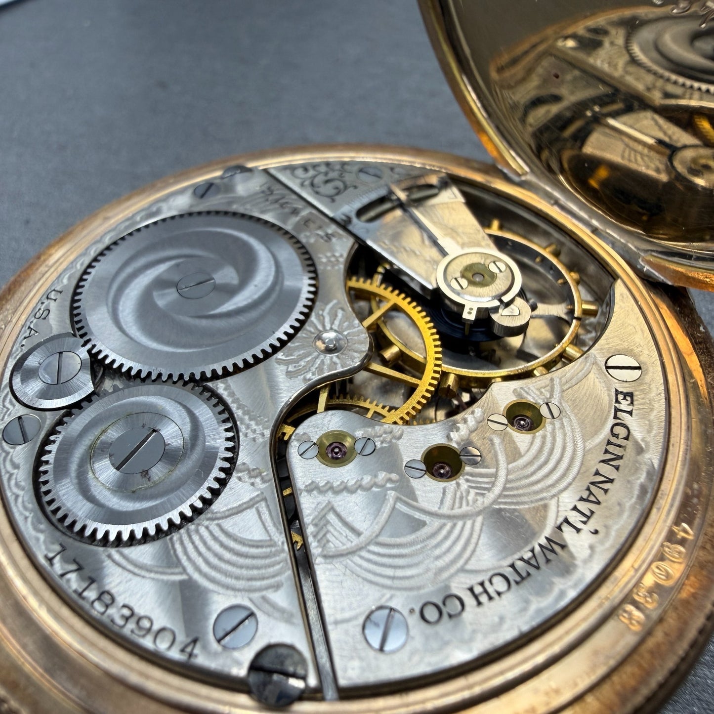 C.D.Peacock Elgin Pocket Watch 51.5mm White Dial Gold Filled Grade Runs10