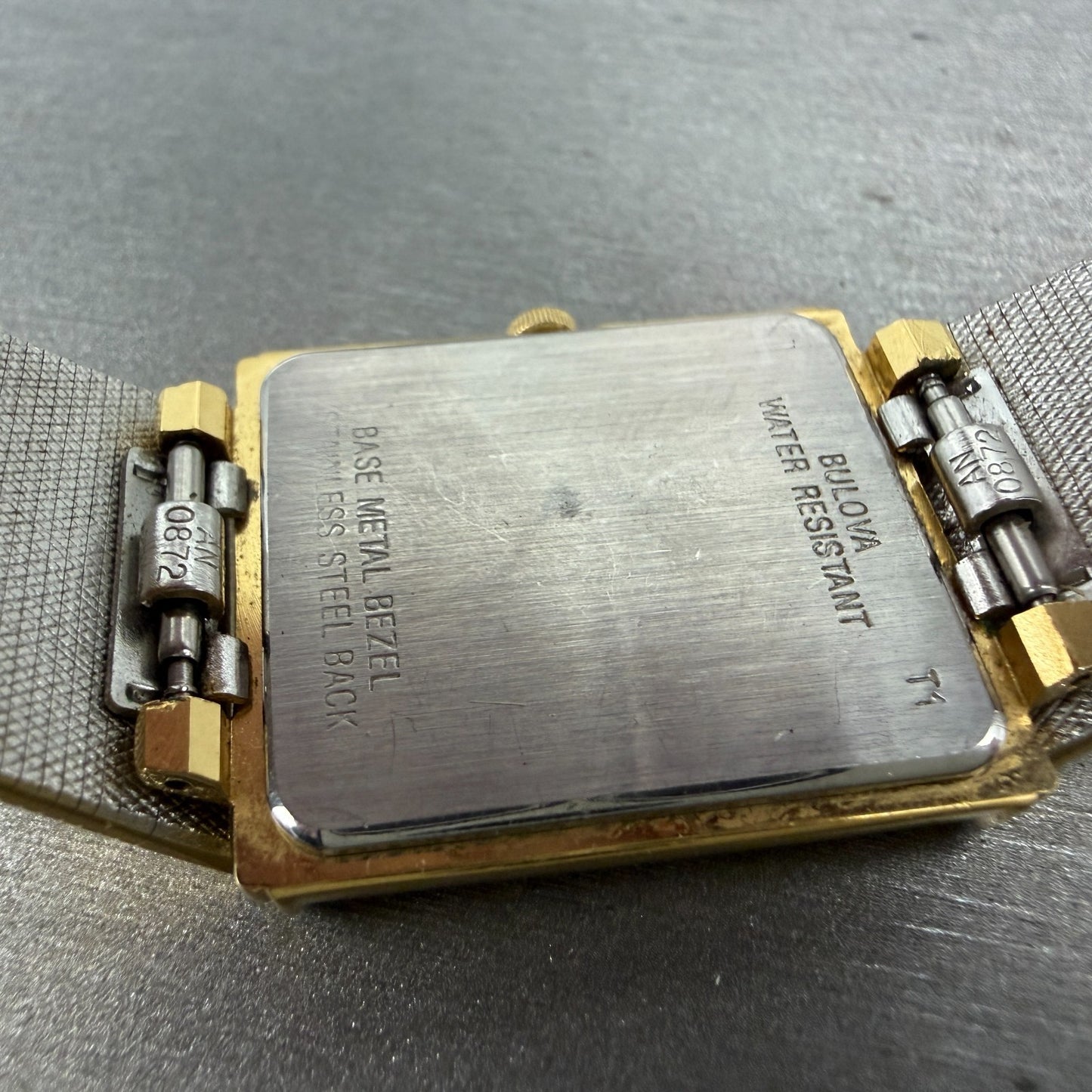 Bulova tank Watch Men 25mm Black Dial gold Tone Rectangle 92R45 New Battery9