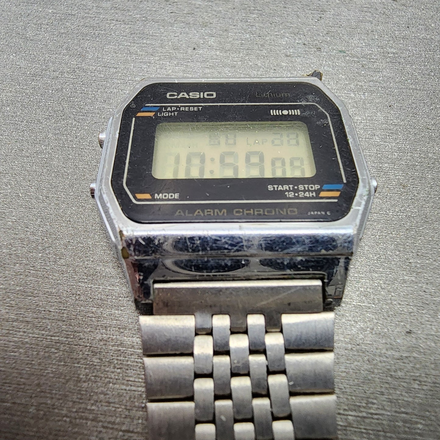 Casio A155 Watch Men 34mm Digital Silver Tone Alarm Chrono READ!!!!! New Battery2
