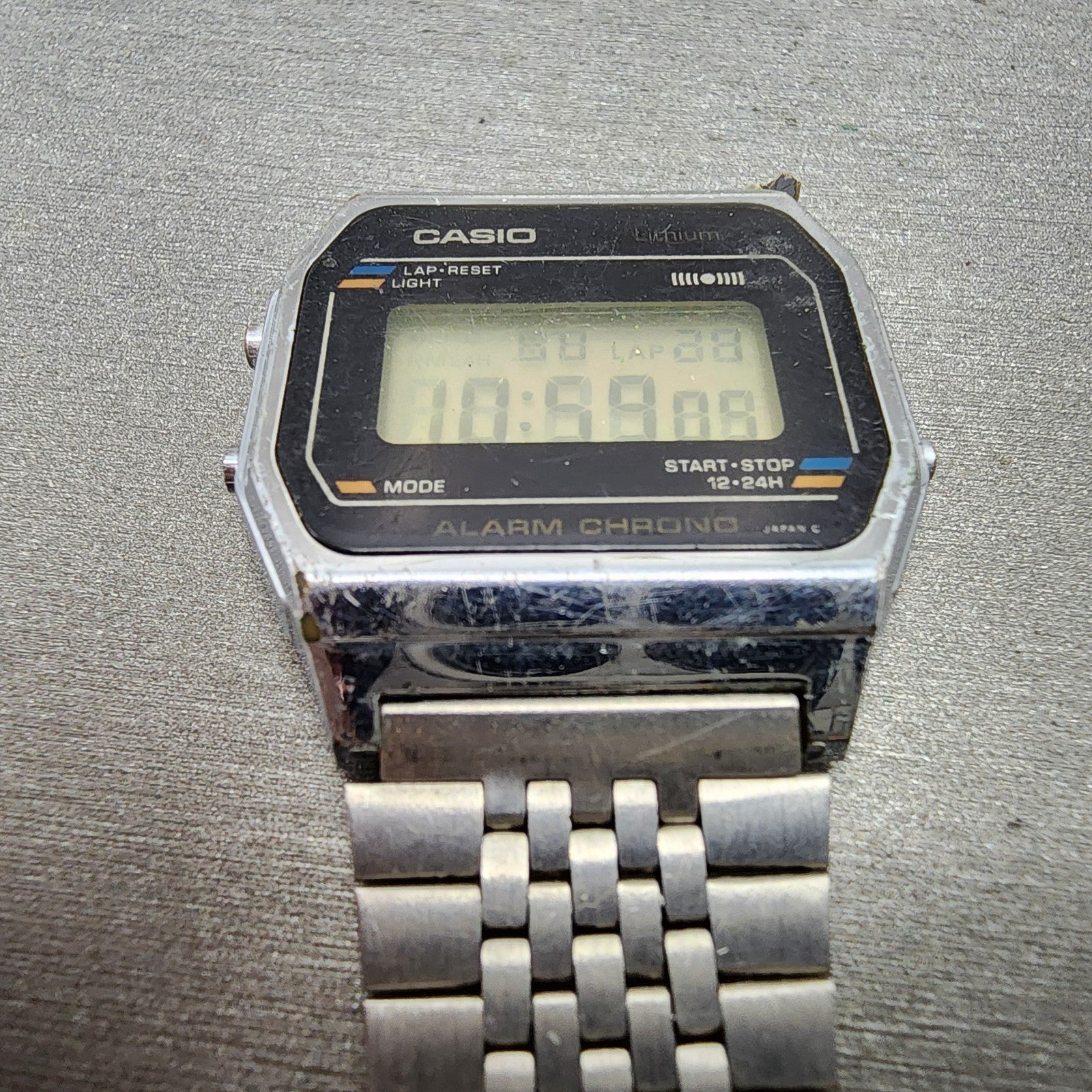 Casio A155 Watch Men 34mm Digital Silver Tone Alarm Chrono READ!!!!! New Battery2