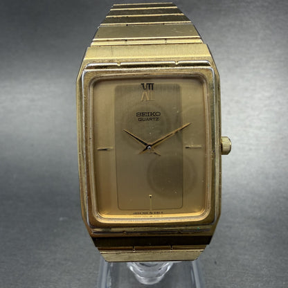 Seiko Tank Watch Men 27mm Champagne Dial Gold Tone 7430-5100 New Battery0
