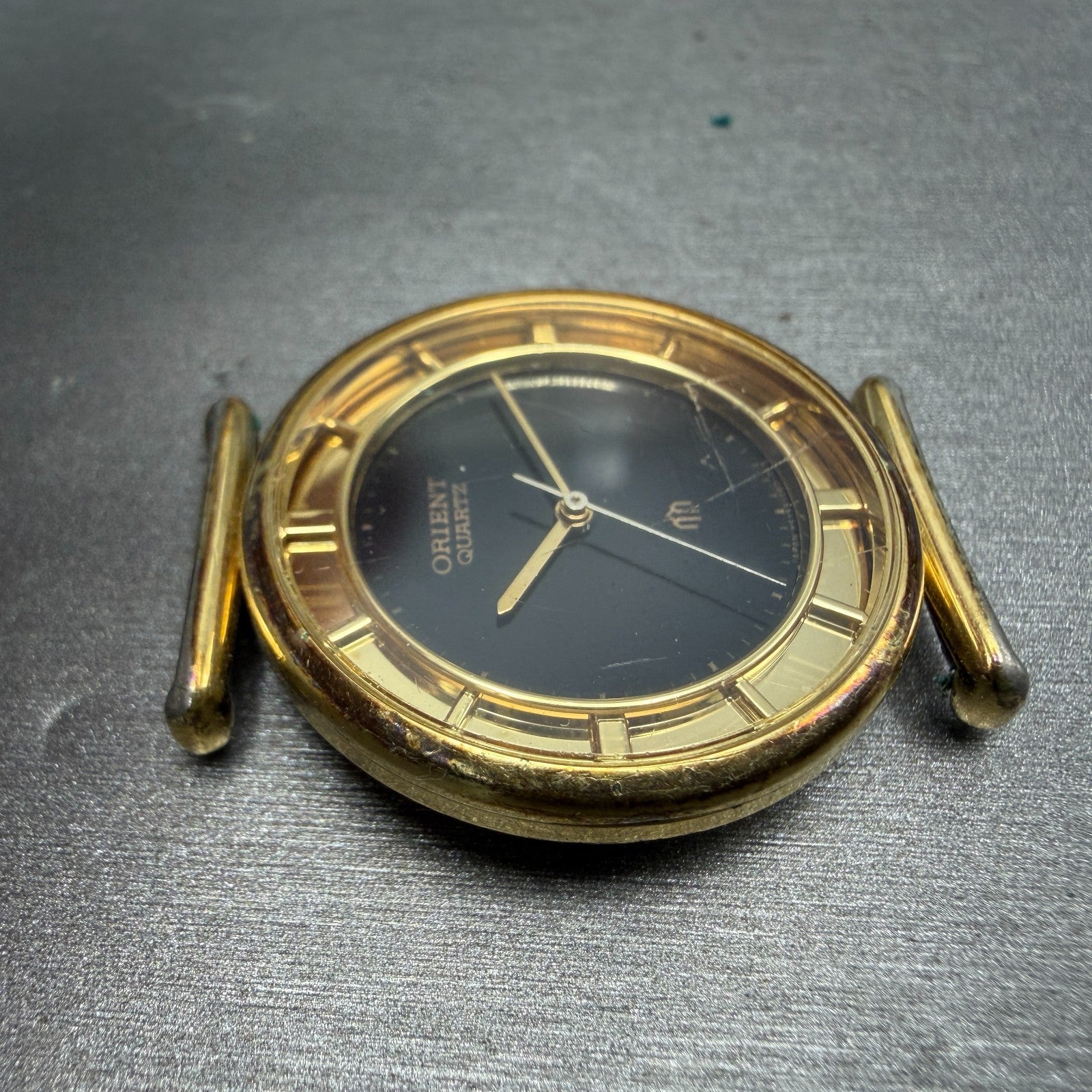 Orient Watch Men 31mm Black Dial Gold Tone Round I515406-00 PARTS Vintage4