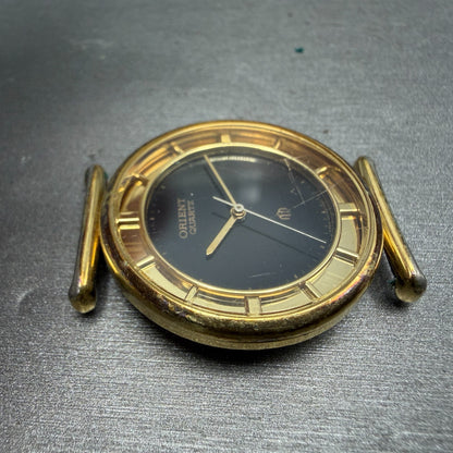 Orient Watch Men 31mm Black Dial Gold Tone Round I515406-00 PARTS Vintage4