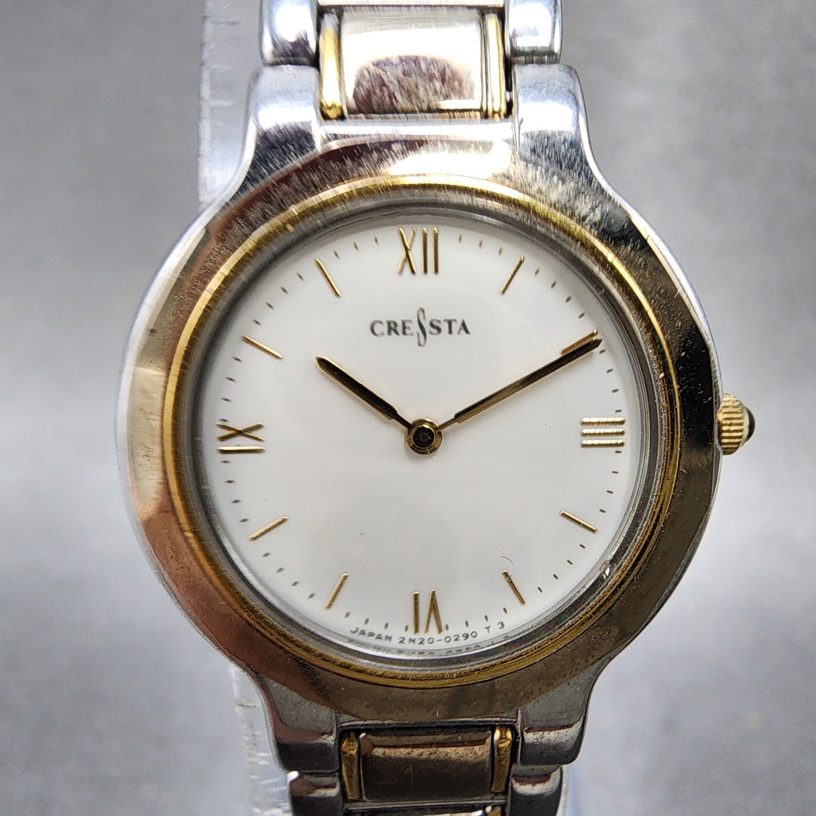 Seiko Cressta Watch Women 23mm White Dial Two Tone Round 2N200130 New Battery1