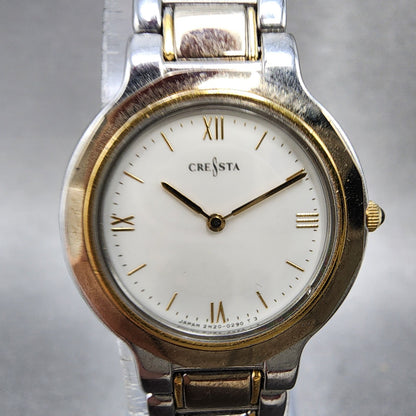 Seiko Cressta Watch Women 23mm White Dial Two Tone Round 2N200130 New Battery1