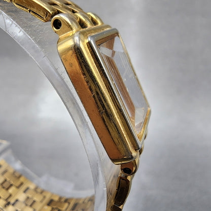 Seiko Tank Watch Women 16mm Black Dial Gold Tone Rectangle 1n005f50 New Battery3