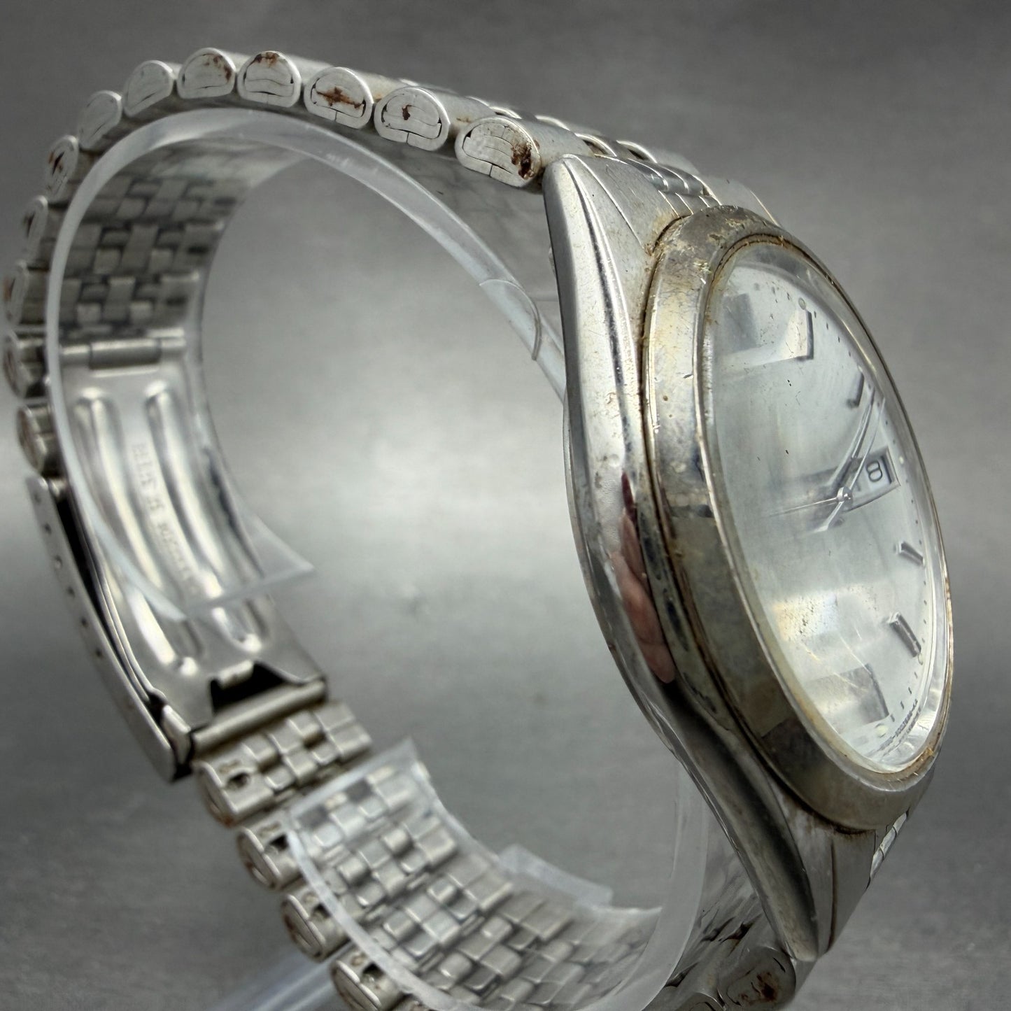 Citizen CQ Watch Men 36mm Silver Dial Silver Tone Daydate 6100-S96389 NewBattery3