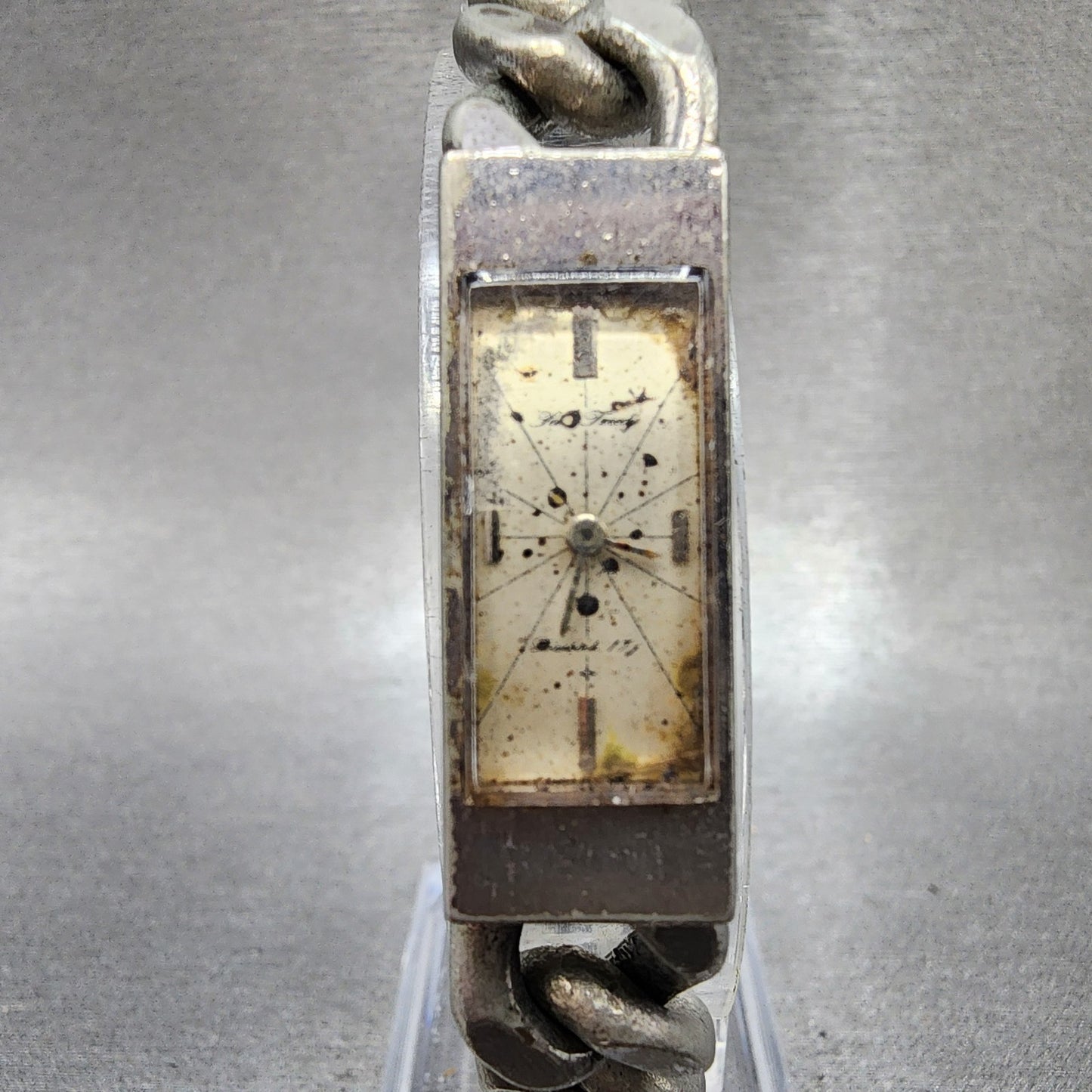Seiko Tweedy Tank Watch Women White Dial Silver Tone Rectangle Manual Wind PARTS0