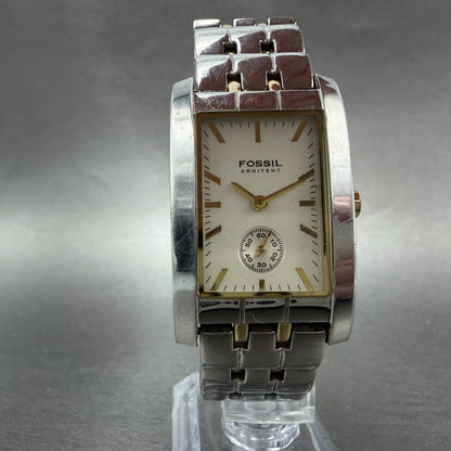 Fossil Arkitekt Tank Watch Women 25mm White Dial Steel Rectangle FS-2841 NewBatt5