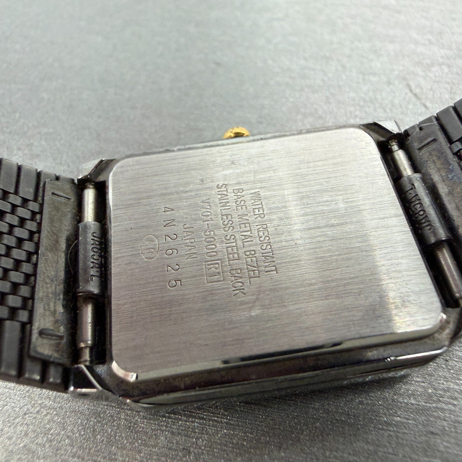 ALBA Estate Tank Watch Men Black Dial Black Tone Rectangle V701-5000 New Battery10