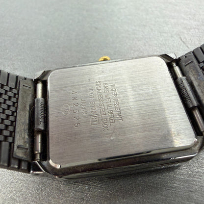 ALBA Estate Tank Watch Men Black Dial Black Tone Rectangle V701-5000 New Battery10