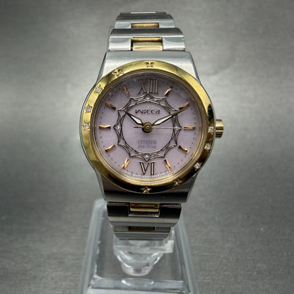 Citizen Eco-Drive Wicca Watch Women 24mm Pink Dial Two Tone Round Runs ABC0