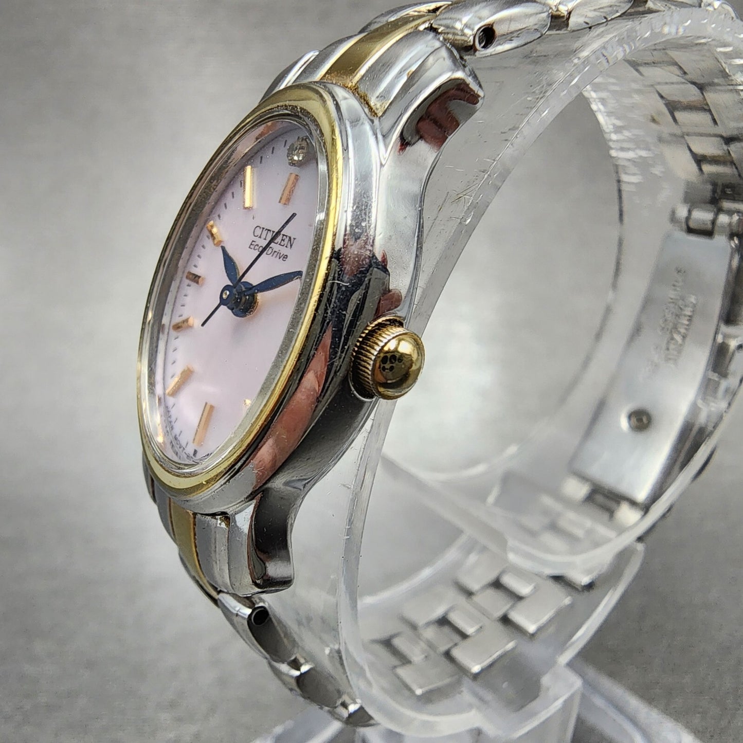 Citizen EcoDrive Watch Women 19mm MOP Dial Two Tone Oval E033K006520 Runs2