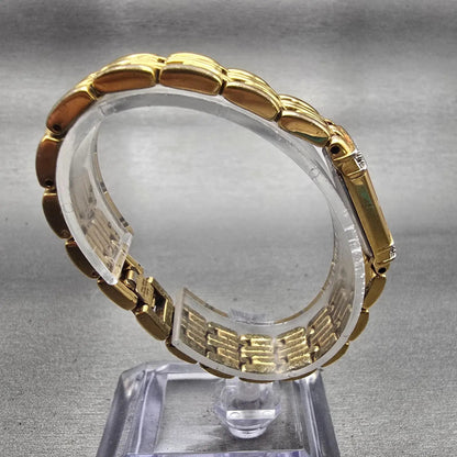 Seiko Watch Women 13mm Pink Dial Gold Tone Diamonds Rectangle 2E20-7191 New Batt8