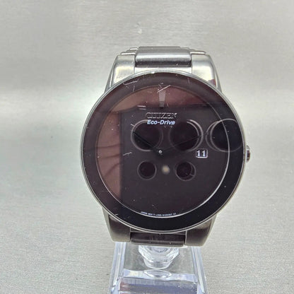 Citizen Eco-Drive Watch Men 40mm Black Dial Black Tone Date J165-S086892 Runs1