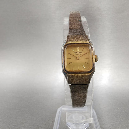 Seik0o Tank Watch Women 17mm Champagne Dial Gold Tone 54205010 New Battery5