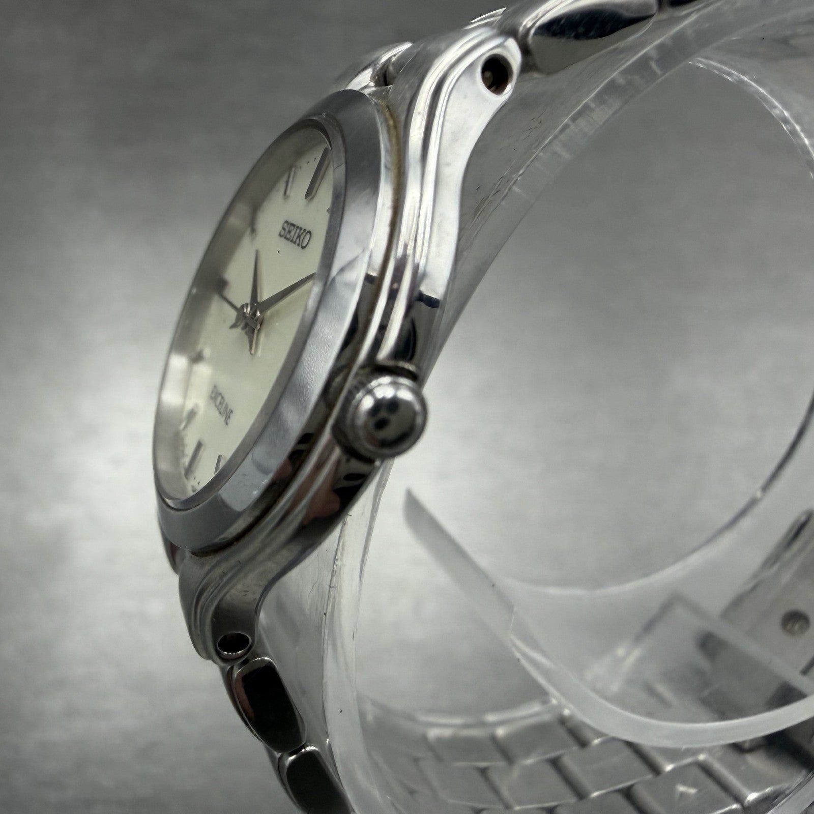 Seiko Exceline Watch Women 24mm White Dial Silver Tone 4J41-0A50 New Battery2