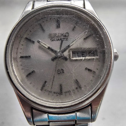 Seiko SQ Watch Women 24mm Silver Dial Silver Tone Daydate 3423-0099 New Battery1
