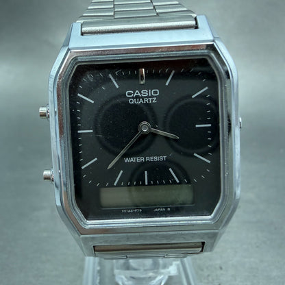 Casio AQ-230 Watch Men 30mm Black Dial Steel Alarm Chrono Analog Digital PARTS0