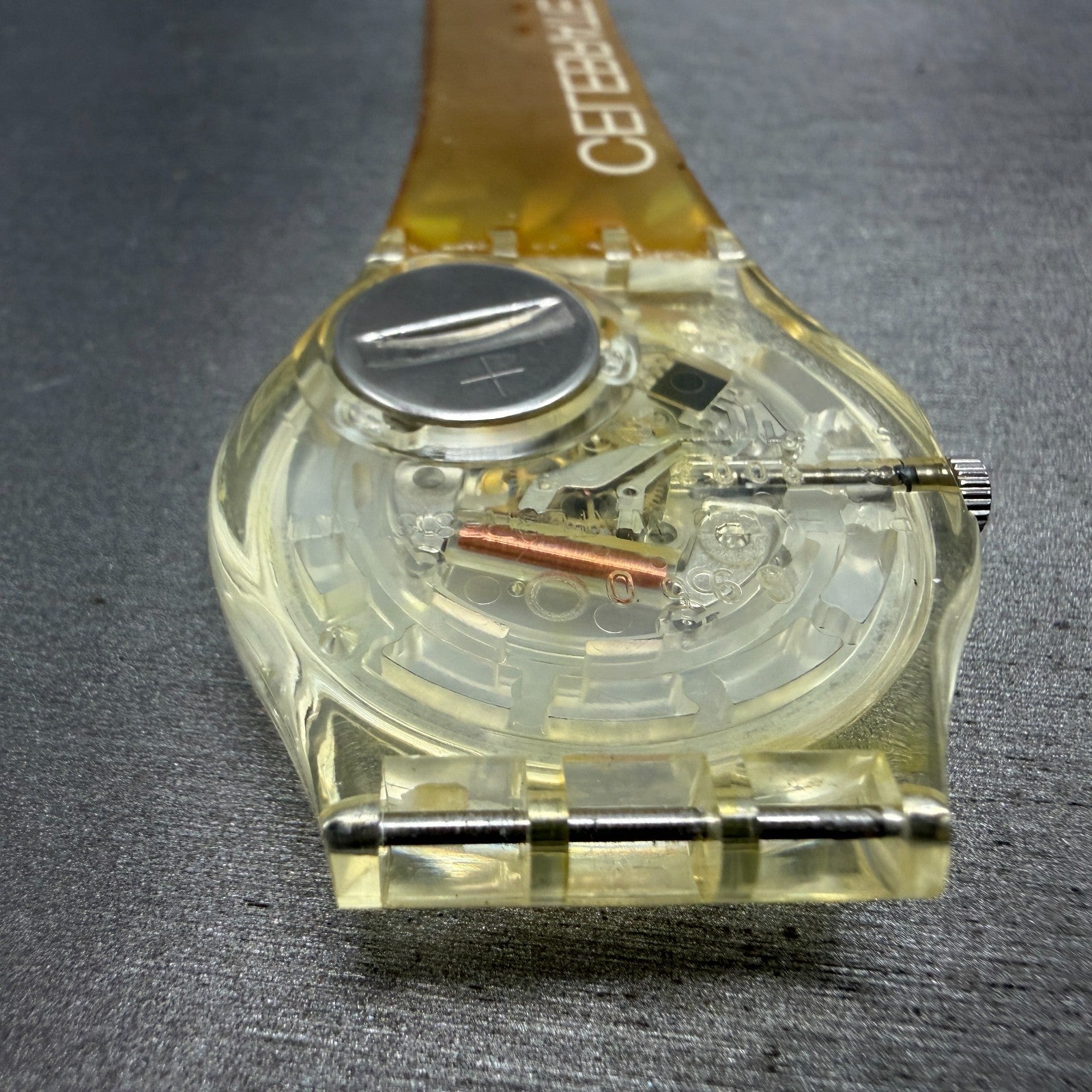 Swatch Watch Unisex 34mm White Dial Clear Case Celebrate time New Battery11