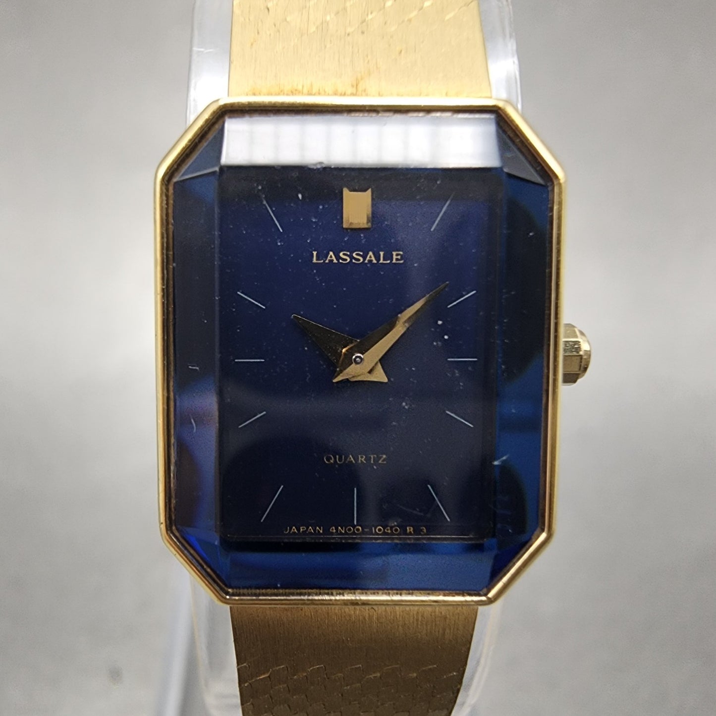 Seiko Lassle Tank Watch Women 16mm Blue Dial Gold Tone 4n005409 PARTS2