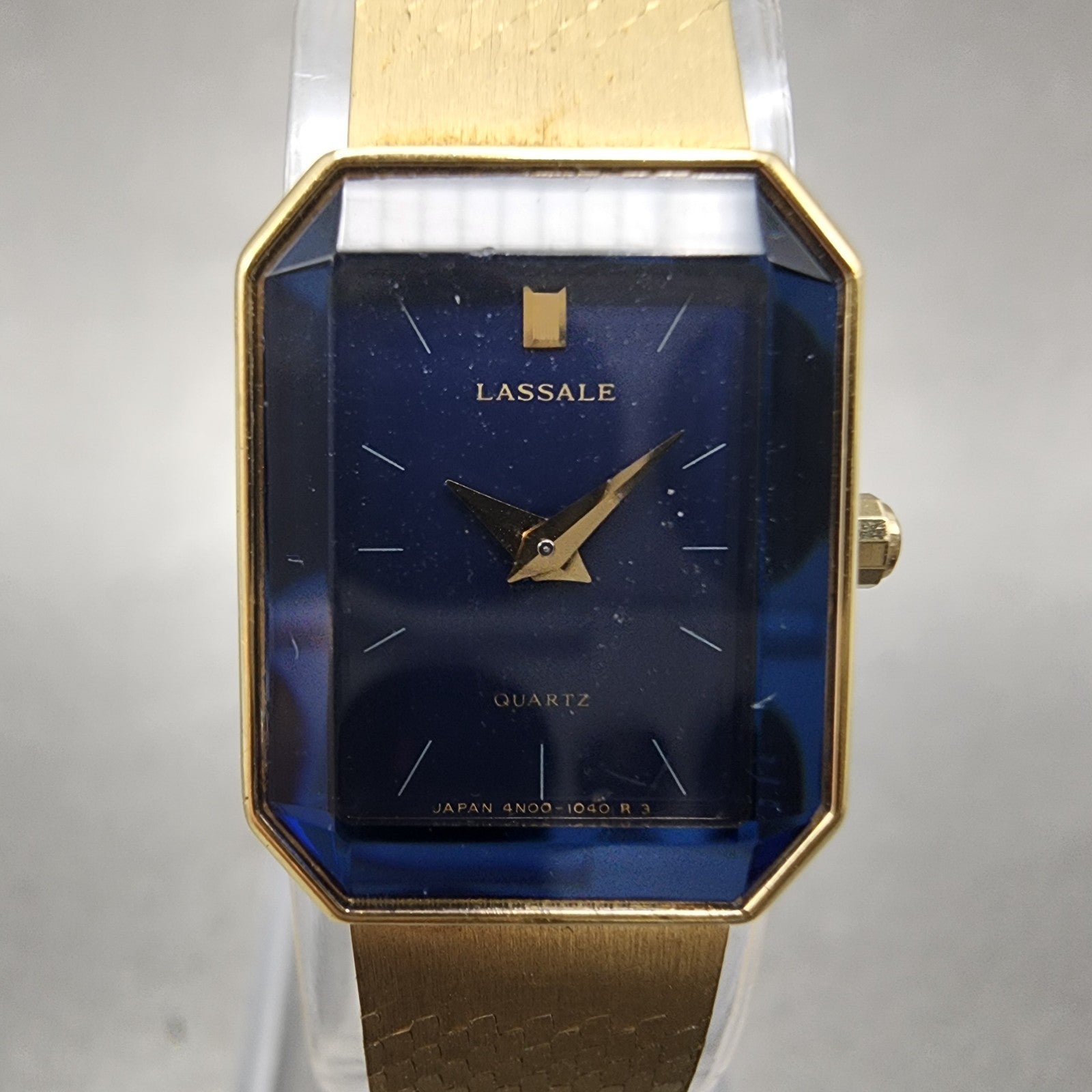 Seiko Lassle Tank Watch Women 16mm Blue Dial Gold Tone 4n005409 PARTS2