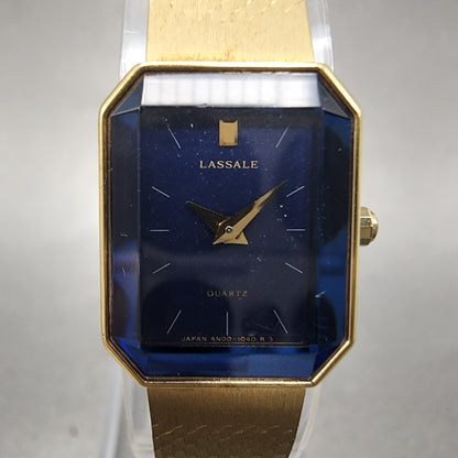 Seiko Lassle Tank Watch Women 16mm Blue Dial Gold Tone 4n005409 PARTS2
