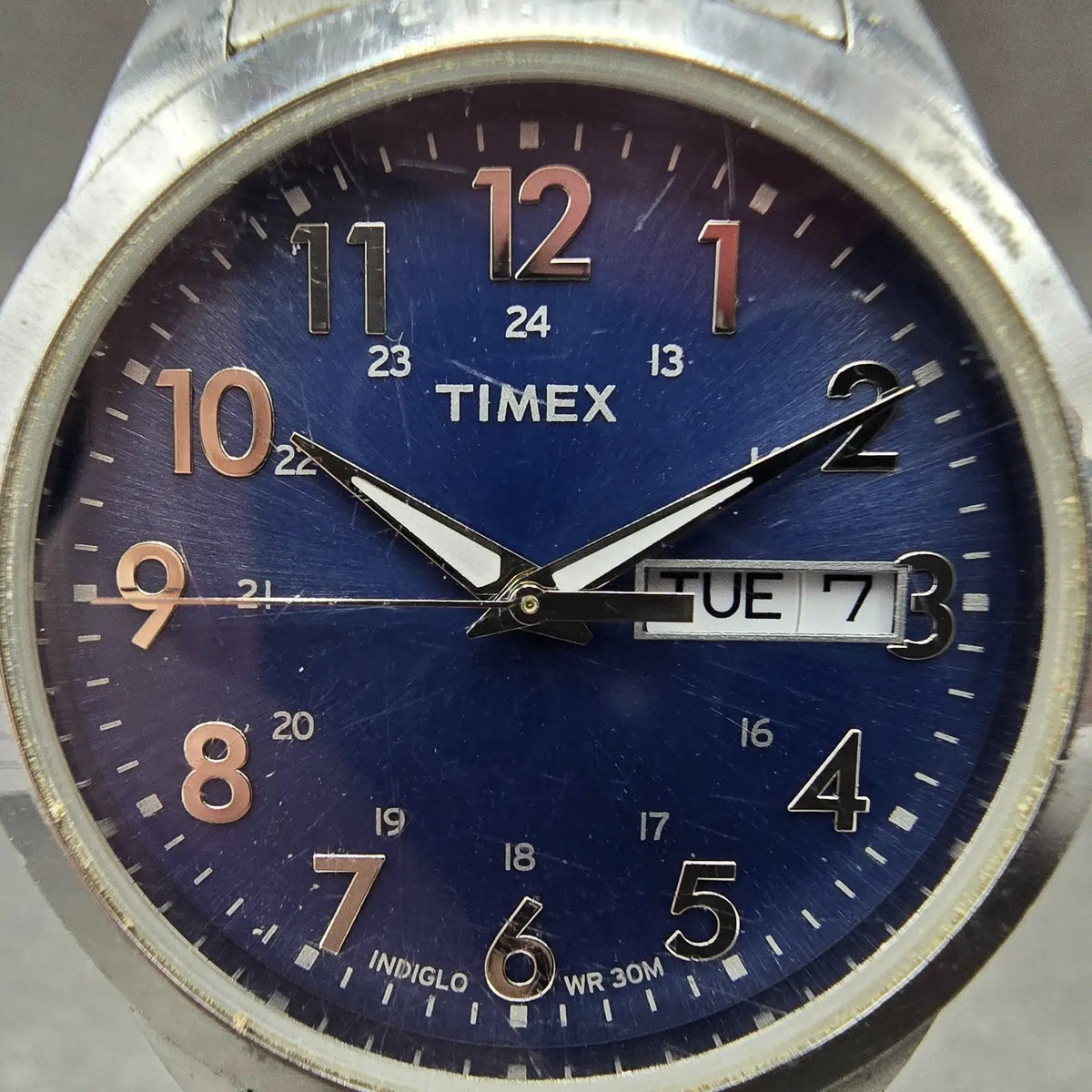Timex South Street Watch Men 36mm Blue Dial Silver Tone Daydate T2M933 New Batt1
