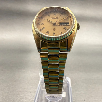 Seiko SQ Watch Women 24mm Gold Dial Gold Tone Daydate Round 2626-0159 New Batt5
