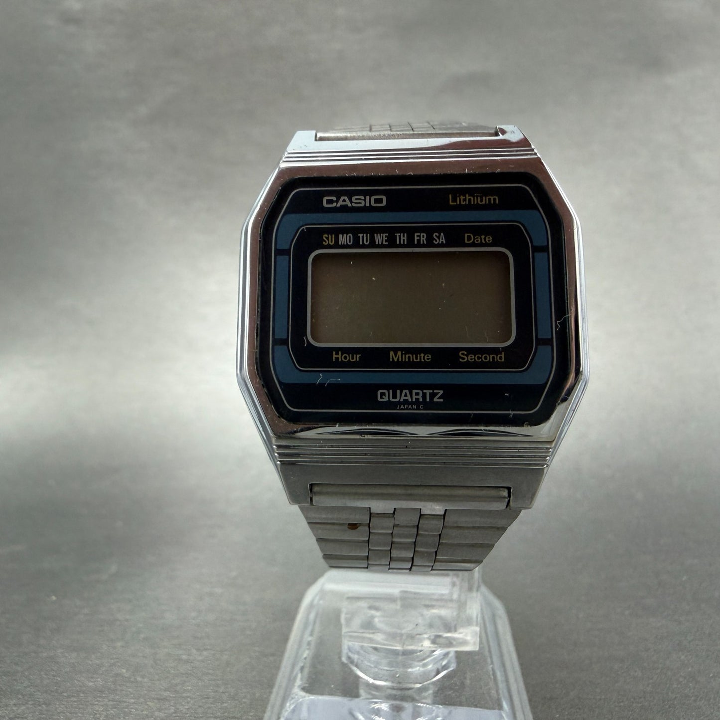 Casio 155-B817 Watch Men 34mm Digital Silver Tone Daydate Octagon PARTS6