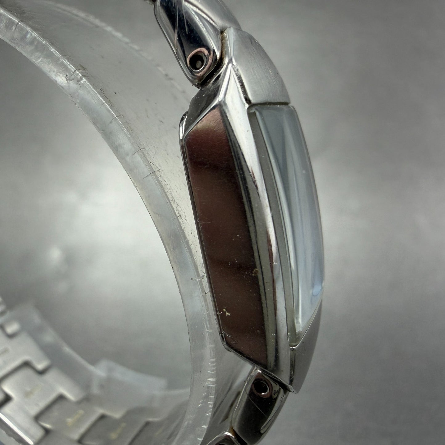 Seiko Tank Watch Women 16mm Blue Dial Silver Tone Rectangle 1N00-0CY0 NewBattery3
