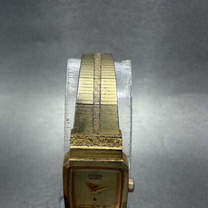 Citizen CQ Tank Watch Women 13mm Champagne Dial Gold Tone 2250 New Battery4