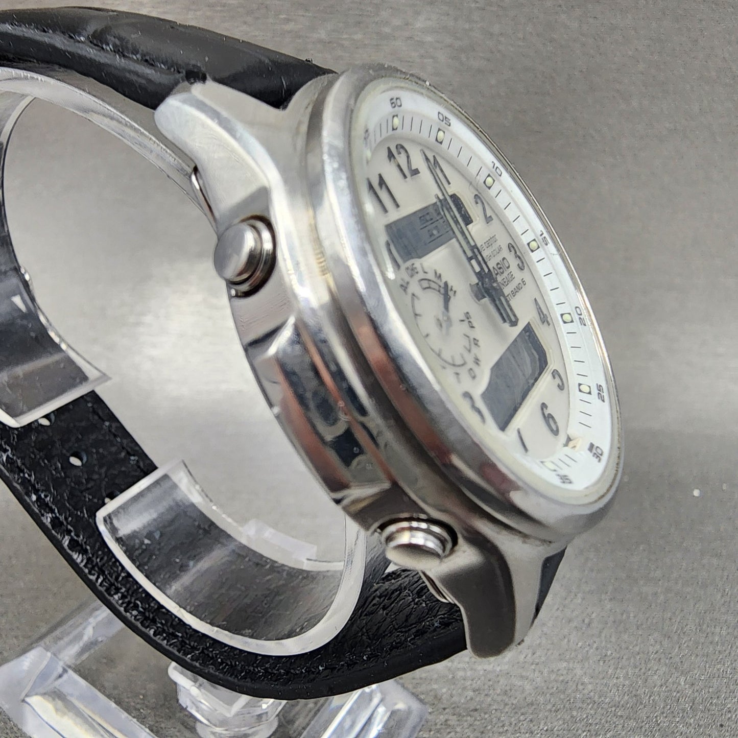 Casio Lineage LCWM300 Watch Men 43mm White Dial Steel Analog Digital Works3