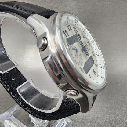 Casio Lineage LCWM300 Watch Men 43mm White Dial Steel Analog Digital Works3
