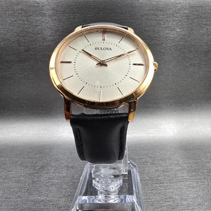 Bulova Watch Men 40mm Champagne Dial Rose Gold Round 97A126 New Battery5