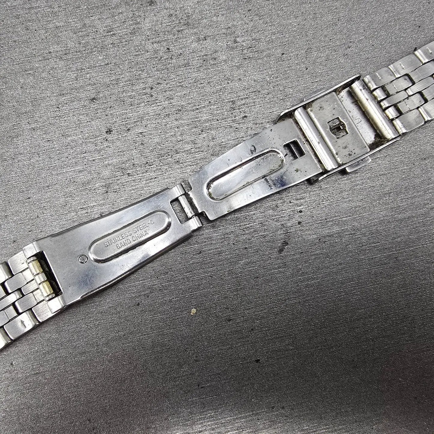 Seiko Bracelet 18mm Stainless Steel Two Tone Tri Folding Clasp VTG Japan 4A4K2C118
