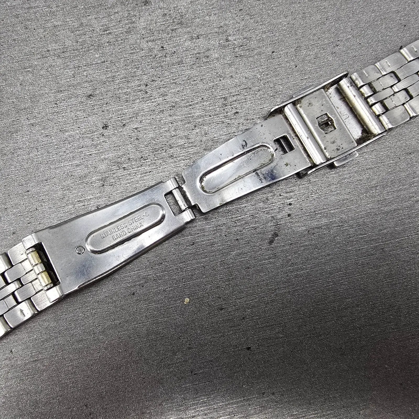 Seiko Bracelet 18mm Stainless Steel Two Tone Tri Folding Clasp VTG Japan 4A4K2C118