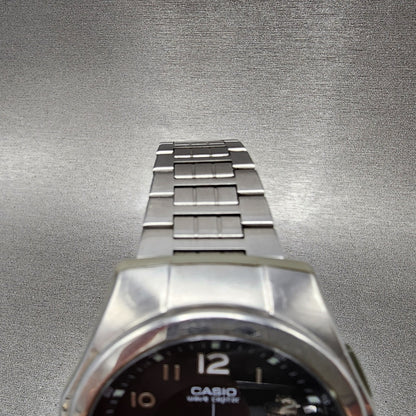 Casio Wave Ceptor Watch Men 41mm Black Dial Silver Tone Analog Digital Solar Run4