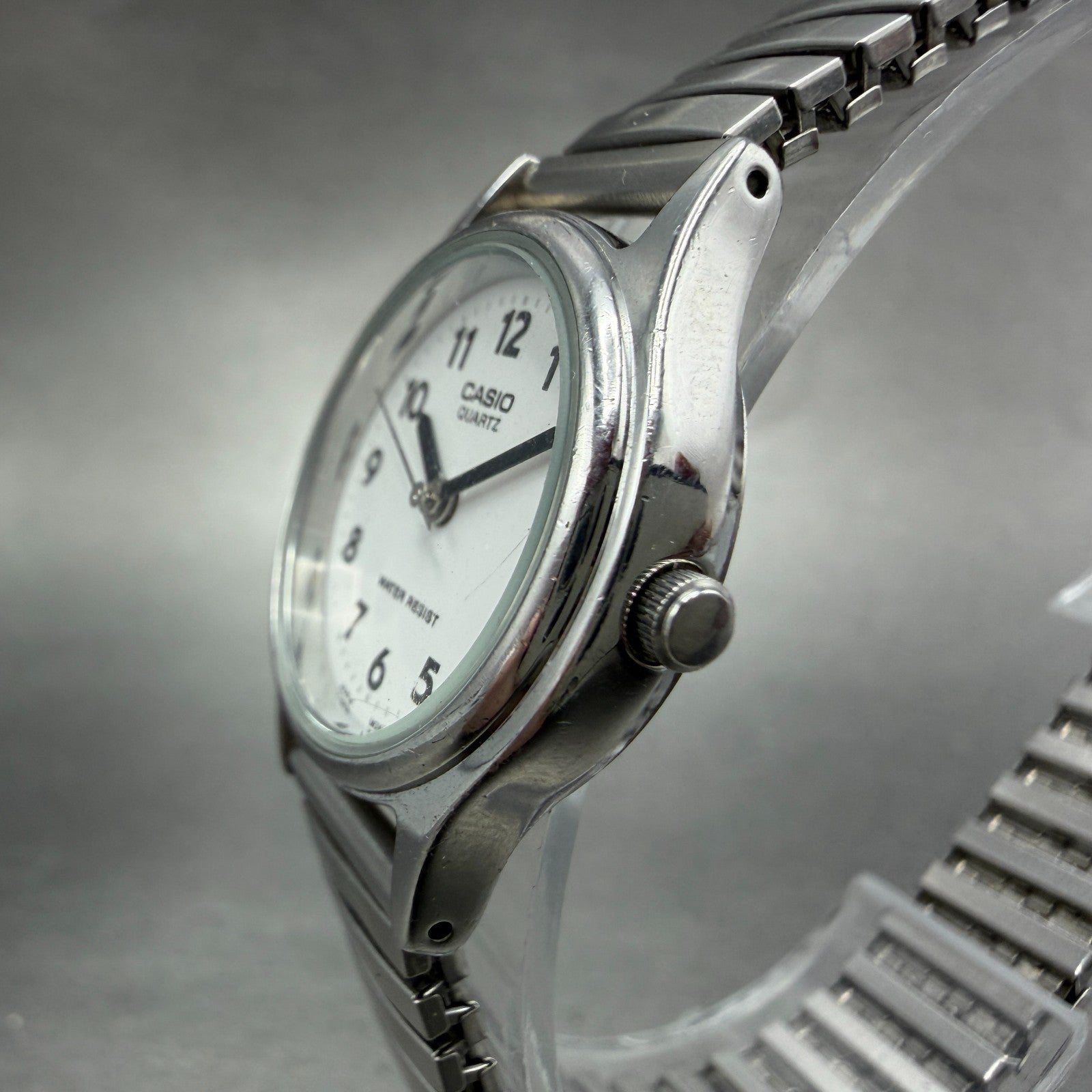 Casio Watch Women 25mm White Dial Silver Tone Round LQ-410 New Battery2