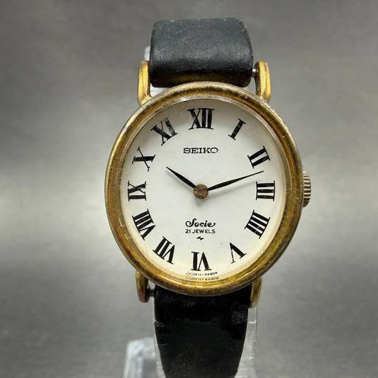 Seiko Socie Watch Women 23mm White Dial Gold Tone Oval Manual 11-8420 Runs VTG0