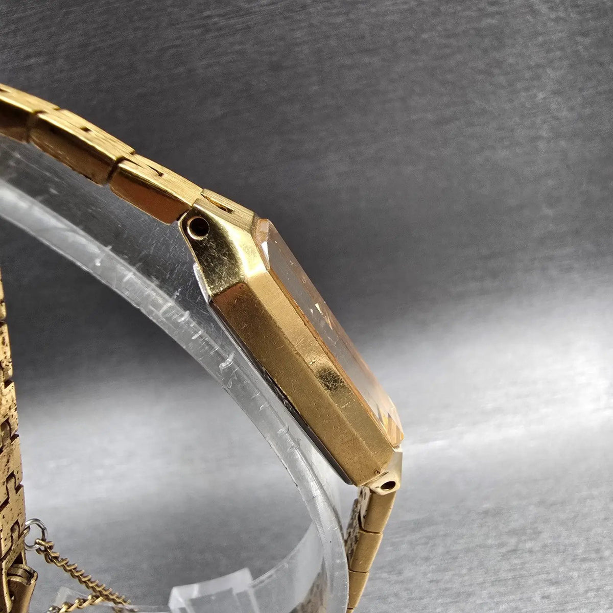 Seiko Watch Women 13mm Gold Dial Gold Tone Rectangle 1320-5989 New Battery3
