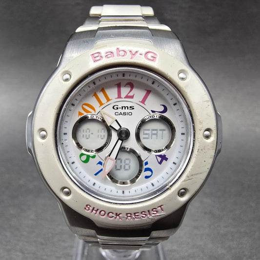 Casio Baby-G MSG-302 Watch Women 39mm White Dial Silver Analog Digital Works JP0