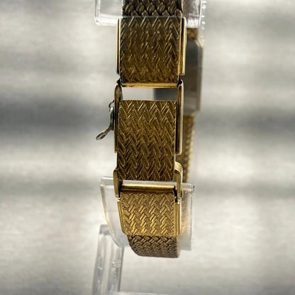 Seiko Exceline Watch Women 14mm Gold Dial Gold Tone Rectangle 8420-6540 New Batt7