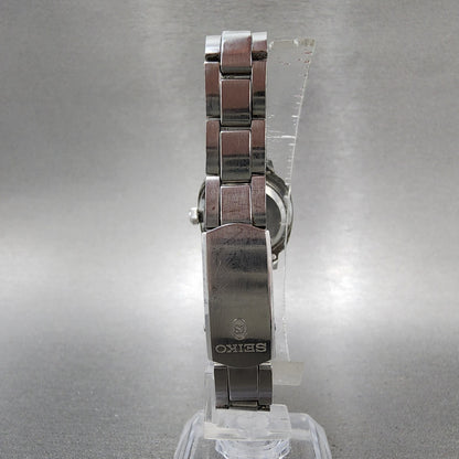 Seiko Seikomatic Lady Watch Women 24mm Black Dial Silver Tone Date 25173201 Runs7