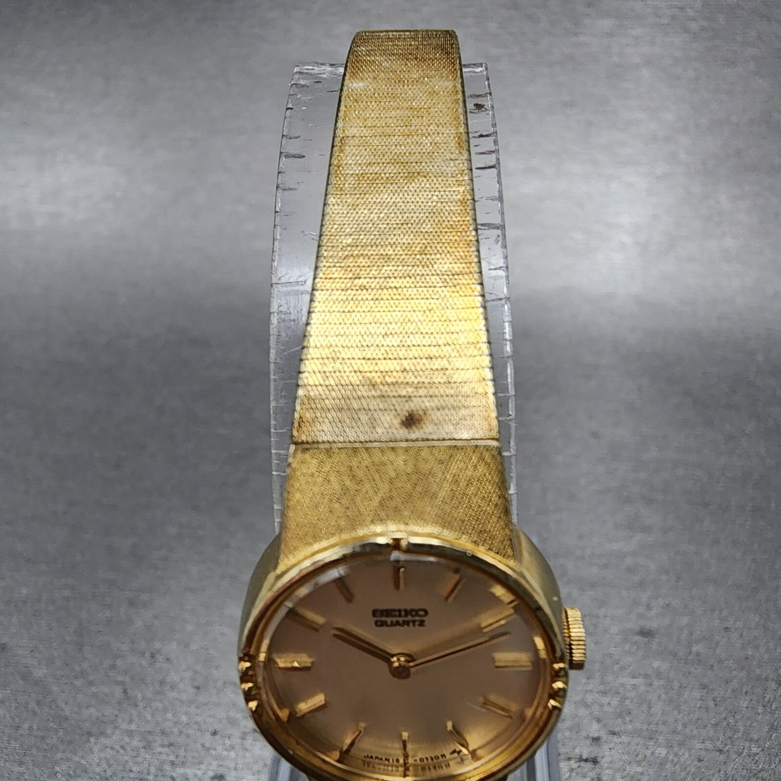 Seiko Watch Women 19mm Gold Dial Gold Tone Round 160129 New Battery VTG4