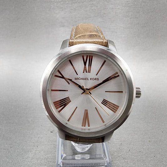 Michael Kors Martman Watch Women 38mm Silver Dial Steel Round MK2479 New Battery0