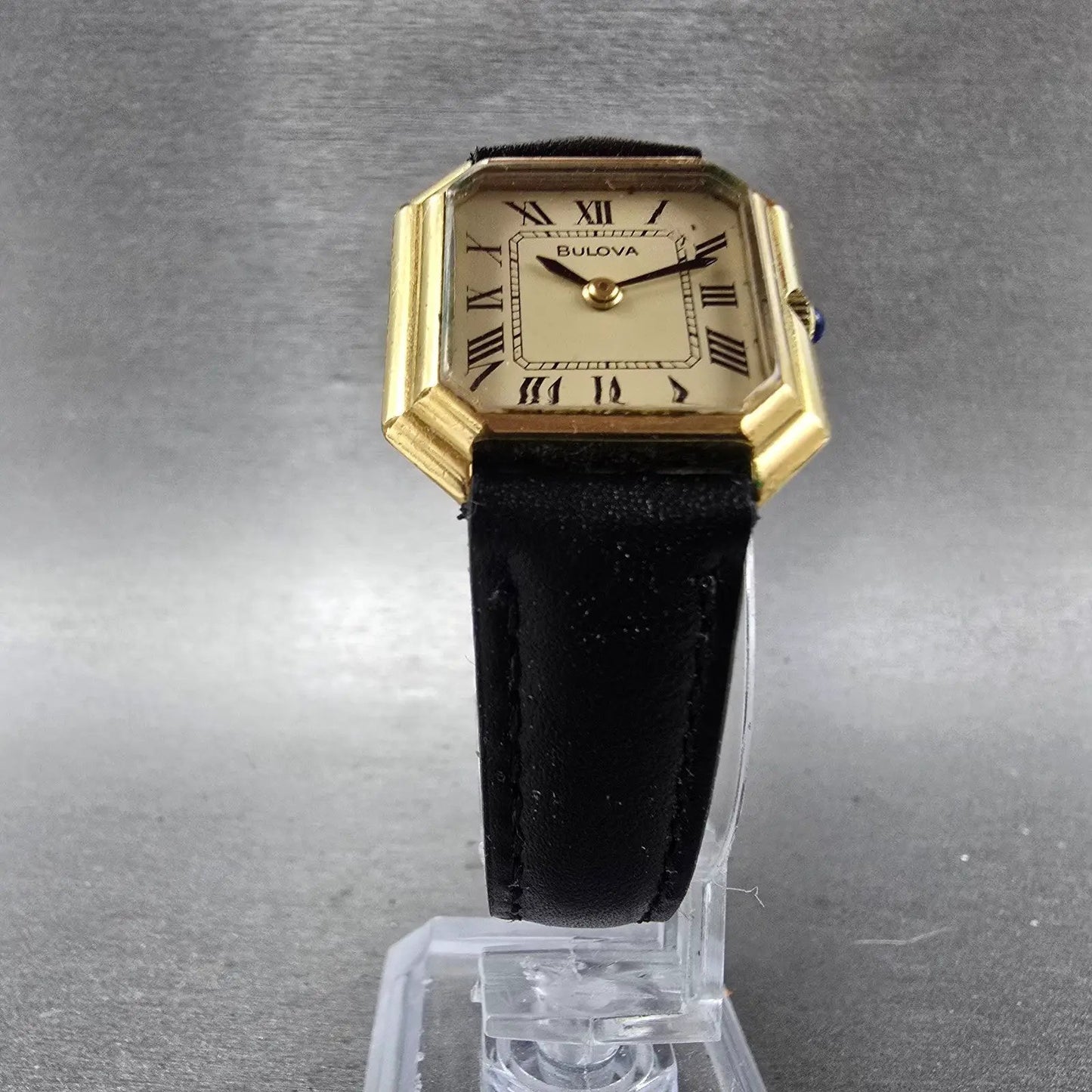 Bulova Watch Women 24mm Cream Dial Gold Tone Octagon Manual Wind Runs VTG5